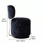 Sculptural Swivel Vanity Stool in Starlight Chenille With Low Back