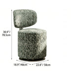 Sculptural Swivel Vanity Stool in Starlight Chenille With Low Back Dimensions