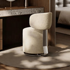 Sculptural Swivel Vanity Stool in Starlight Chenille With Low Back Main Product Image