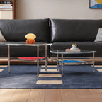 Sculptural Tempered Glass Coffee Table Set with Layered Color Accent