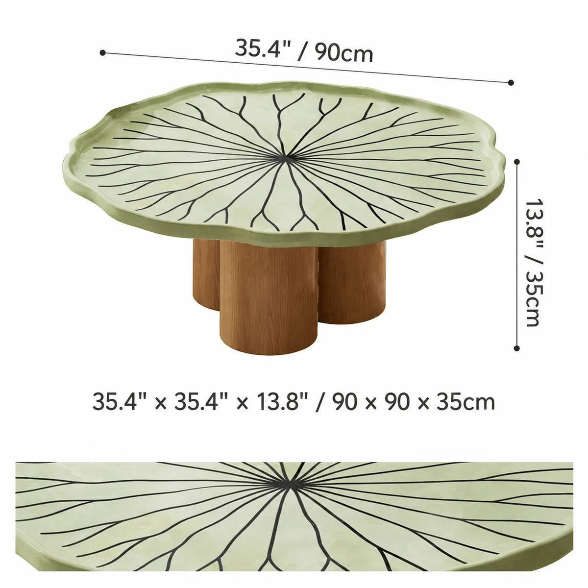 Sculptural Tiered Coffee Table Set in Green Stone and White Oak