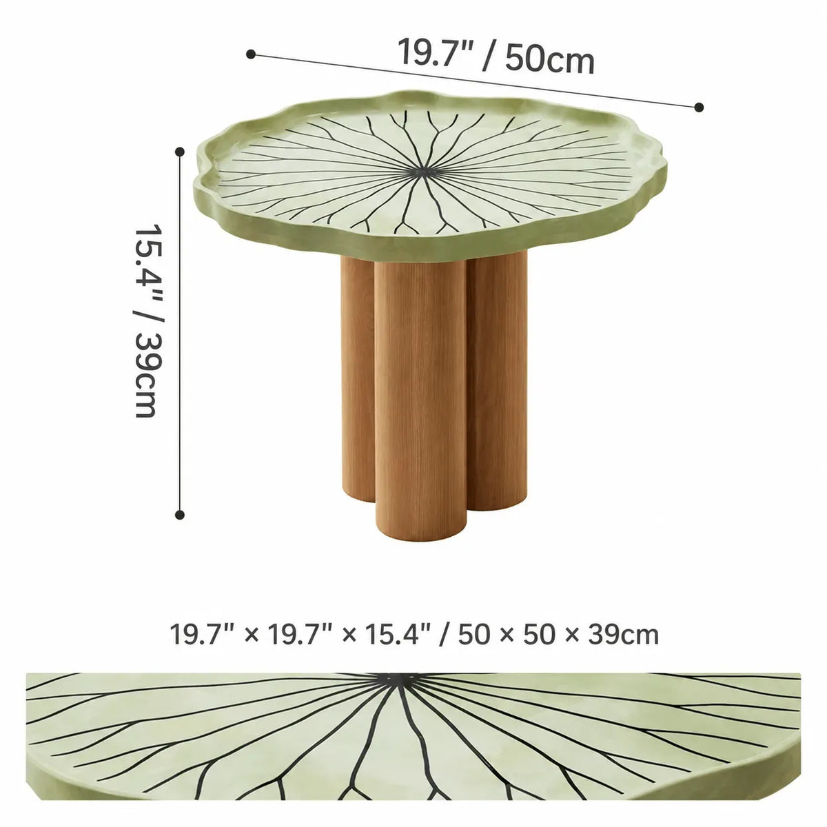 Sculptural Tiered Coffee Table Set in Green Stone and White Oak