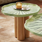 Sculptural Tiered Coffee Table Set in Green Stone and White Oak