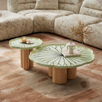 Sculptural Tiered Coffee Table Set in Green Stone and White Oak Main Product Image