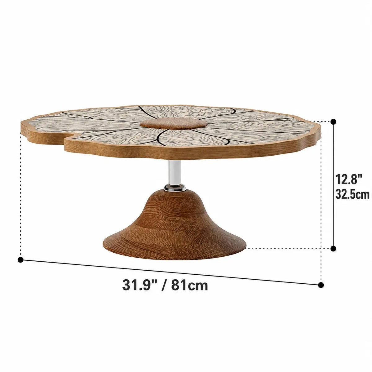 Sculptural Tiered Coffee Table Set with Petal Top and Oak Base