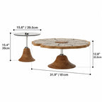 Sculptural Tiered Coffee Table Set with Petal Top and Oak Base Dimensions