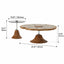 Sculptural Tiered Coffee Table Set with Petal Top and Oak Base Dimensions