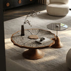 Sculptural Tiered Coffee Table Set with Petal Top and Oak Base Main Product Image