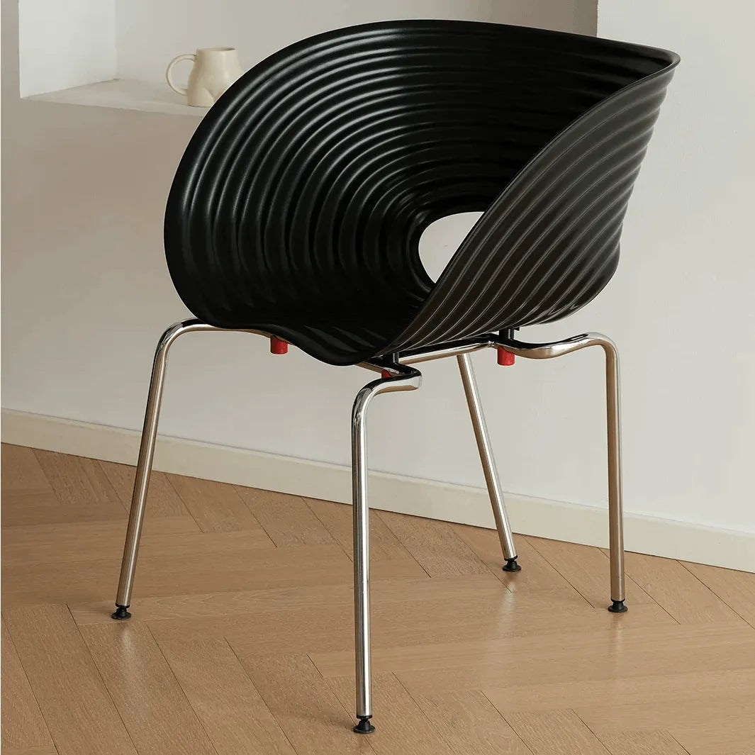 Sculptural Tom Vac Chair With Ribbed Curves and Ergonomic Metal Base