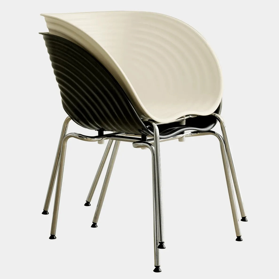 Sculptural Tom Vac Chair With Ribbed Curves and Ergonomic Metal Base