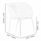 Sculptural Tom Vac Chair With Ribbed Curves and Ergonomic Metal Base Dimensions