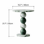 Sculptural Travertine and Marble Side Table Series With Beaded Column