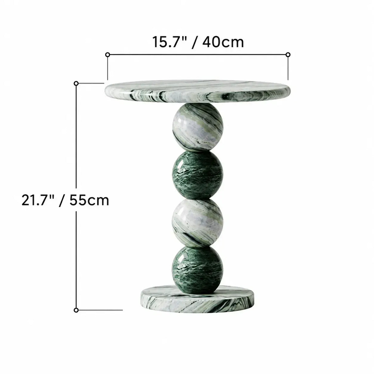 Sculptural Travertine and Marble Side Table Series With Beaded Column