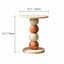Sculptural Travertine and Marble Side Table Series With Beaded Column Dimensions