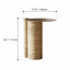 Sculptural Travertine Side Table With Brushed Metal Top, Warm Neutral Accent Dimensions