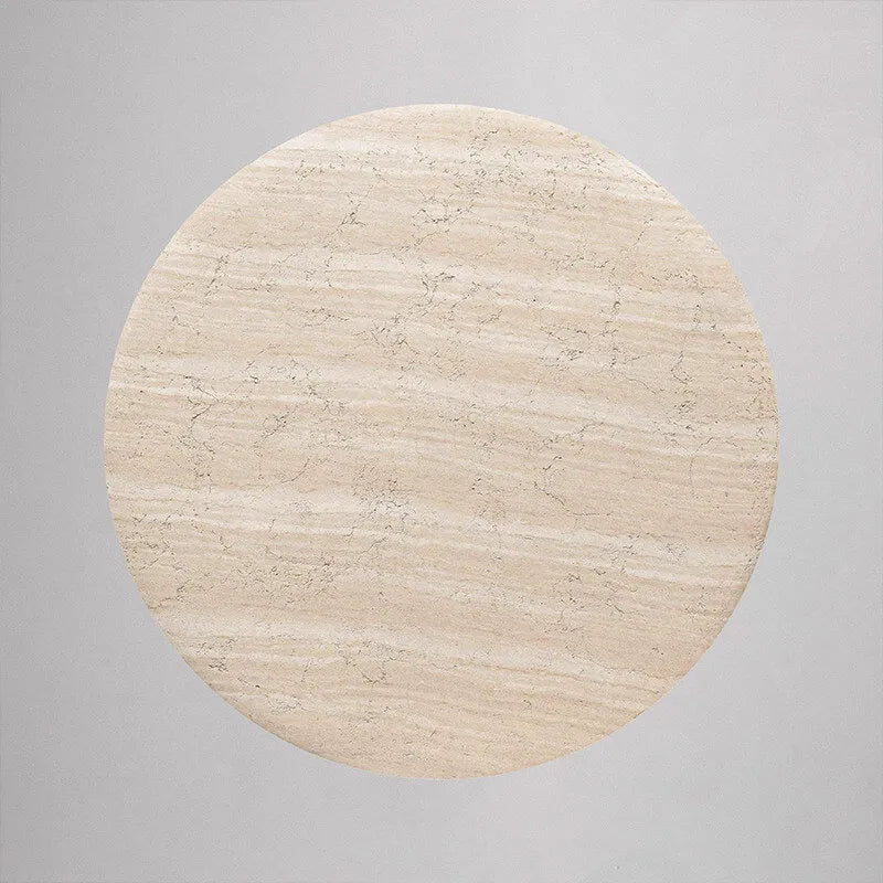 Sculptural Travertine Side Table with Rounded Top and Pedestal Base