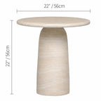Sculptural Travertine Side Table with Rounded Top and Pedestal Base Dimensions