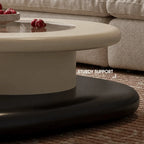 Sculptural Two-Piece Coffee Table Set with Glass Inlay and Side Table