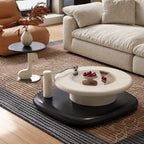 Sculptural Two-Piece Coffee Table Set with Glass Inlay and Side Table Main Product Image