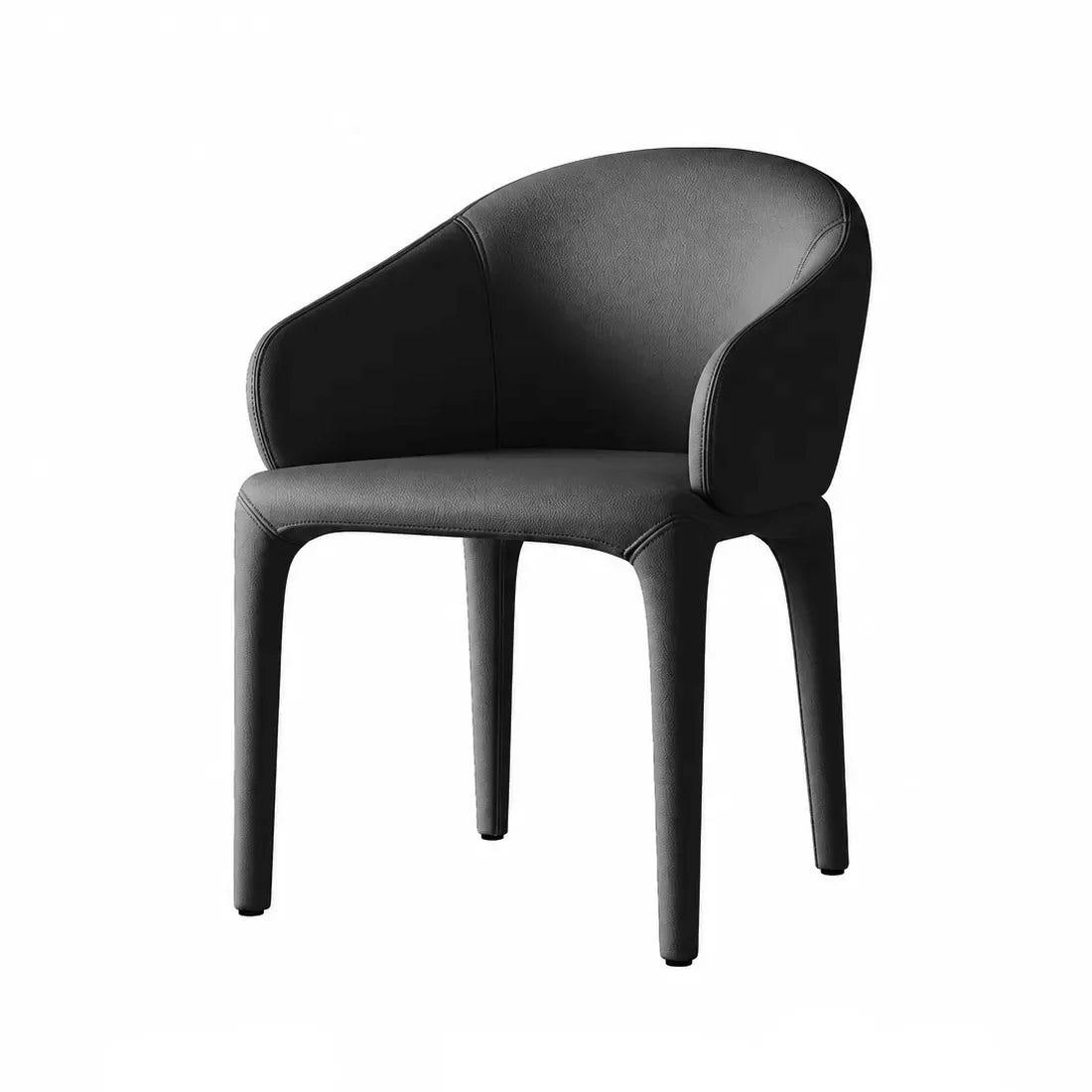 Sculptural Upholstered Dining Chair Series with Curved Arms and Slender Legs
