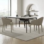 Sculptural Upholstered Dining Chair Series with Curved Arms and Slender Legs