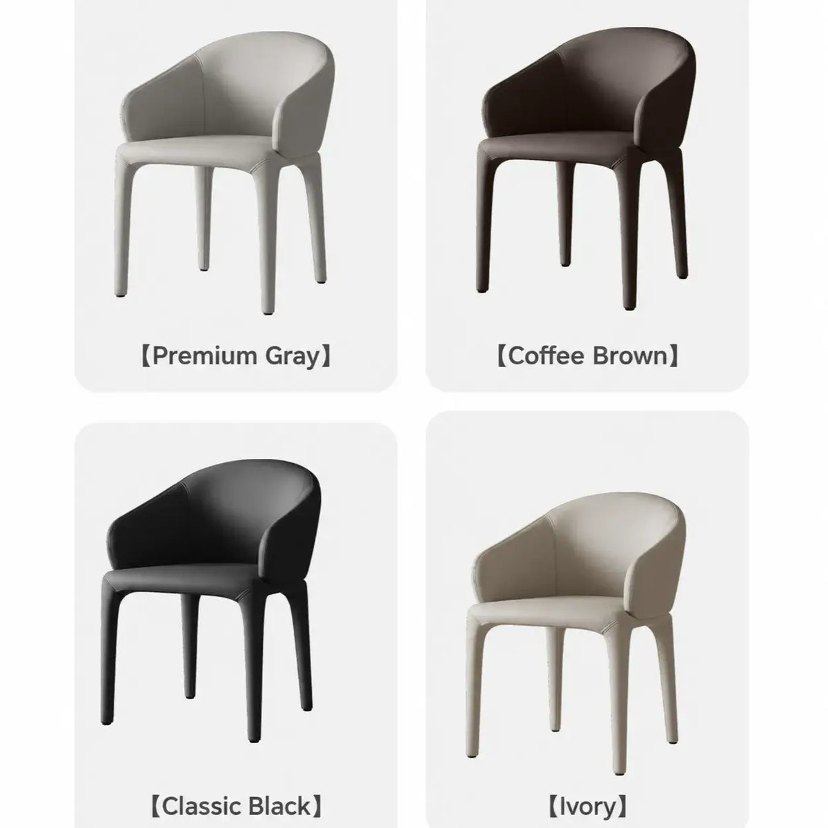 Sculptural Upholstered Dining Chair Series with Curved Arms and Slender Legs