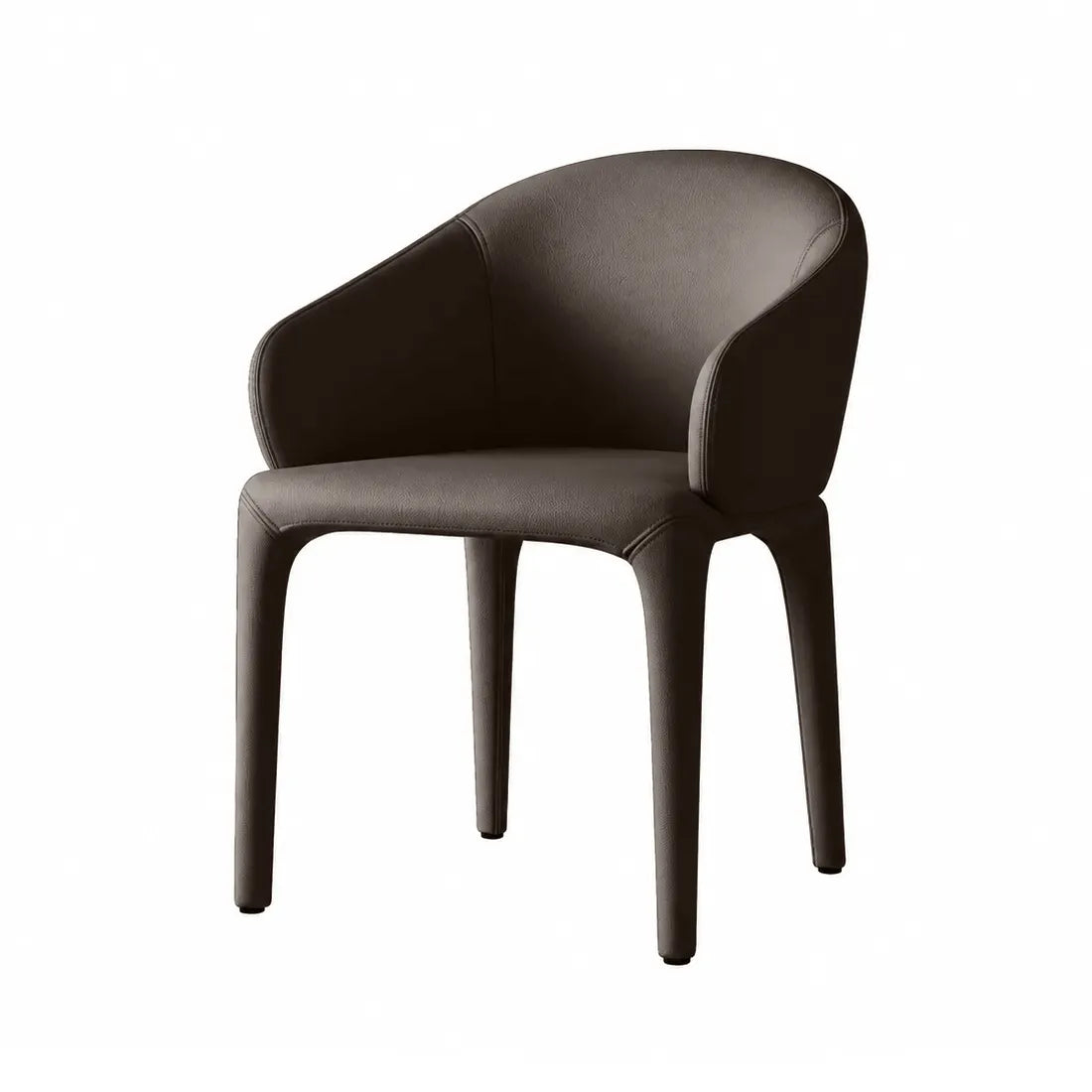 Sculptural Upholstered Dining Chair Series with Curved Arms and Slender Legs
