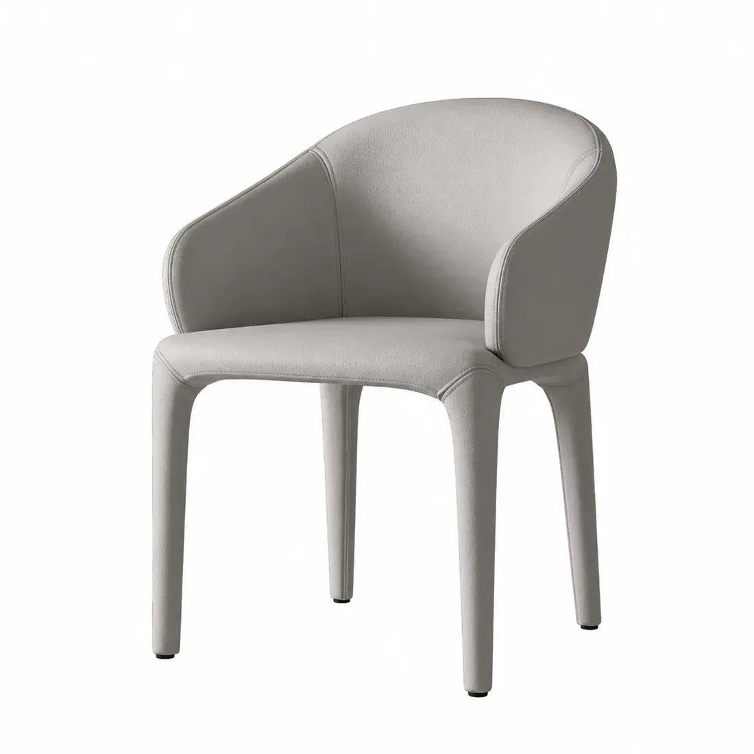 Sculptural Upholstered Dining Chair Series with Curved Arms and Slender Legs