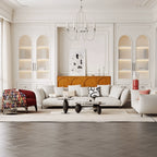 Sculptural Velvet Accent Chair with Geometric Back, Retro Living Room
