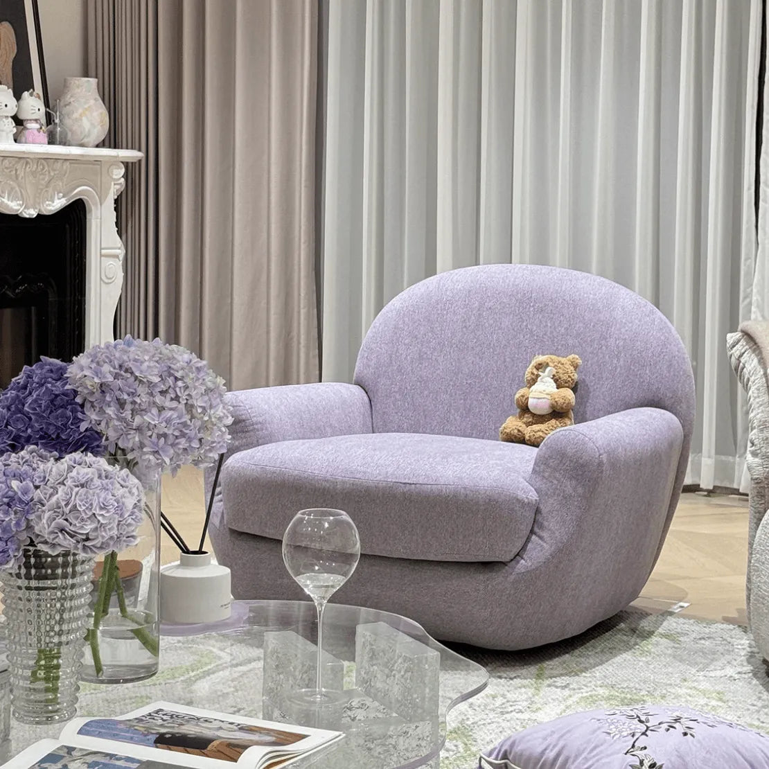 Sculptural Velvet Accent Chair With Swivel Base and Embrace Comfort