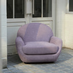 Sculptural Velvet Accent Chair With Swivel Base and Embrace Comfort
