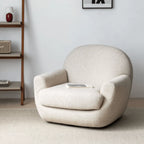 Sculptural Velvet Accent Chair With Swivel Base and Embrace Comfort