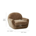 Sculptural Velvet Accent Chair With Swivel Base and Embrace Comfort Dimensions