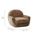 Sculptural Velvet Accent Chair With Swivel Base and Embrace Comfort Dimensions