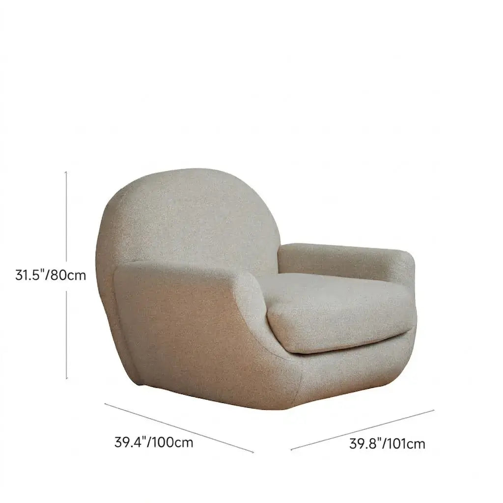 Sculptural Velvet Accent Chair With Swivel Base and Embrace Comfort Dimensions