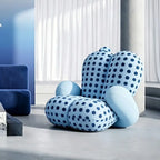 Sculptural Velvet Polka Dot Chair Series With Petal Back and Cozy Wrap