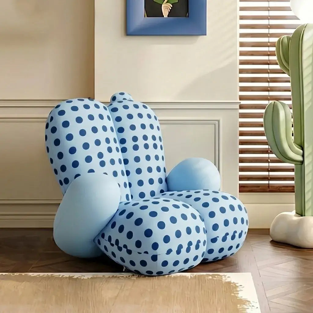 Sculptural Velvet Polka Dot Chair Series With Petal Back and Cozy Wrap Main Product Image