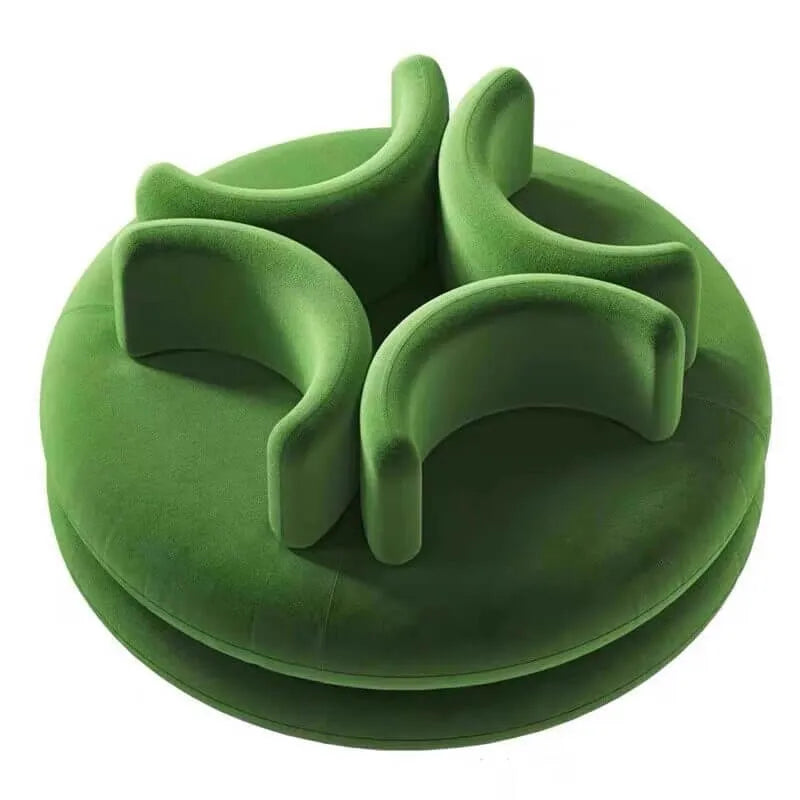Sculptural Velvet Round Sofa with Wraparound Back for Lounge Spaces Secondary image
