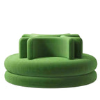 Sculptural Velvet Round Sofa with Wraparound Back for Lounge Spaces