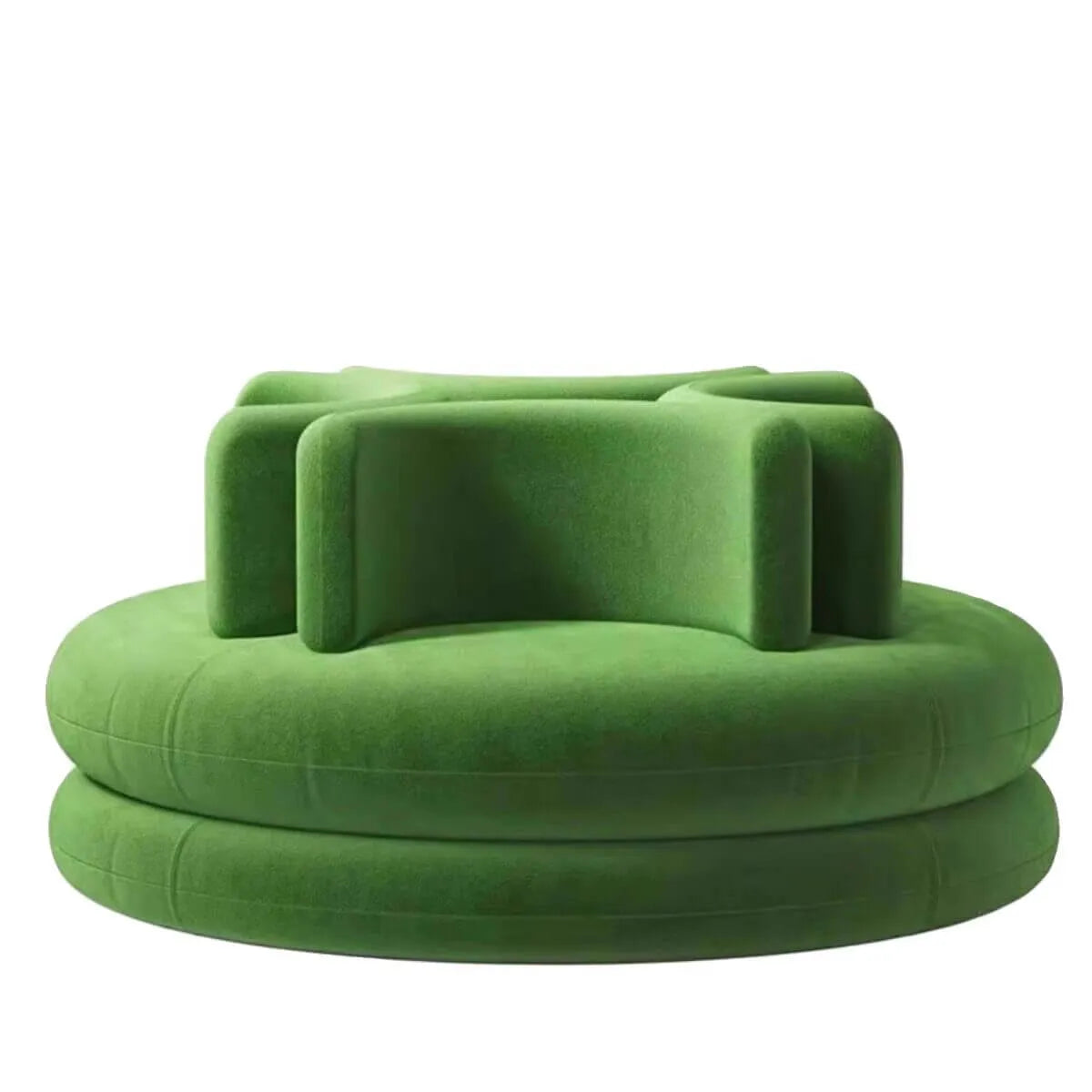 Sculptural Velvet Round Sofa with Wraparound Back for Lounge Spaces