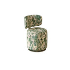Sculptural Velvet Vanity Stool With Dual Swivel Back and Polished Steel Base