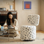 Sculptural Velvet Vanity Stool With Dual Swivel Back and Polished Steel Base