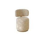 Sculptural Velvet Vanity Stool With Dual Swivel Back and Polished Steel Base