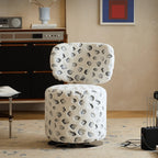 Sculptural Velvet Vanity Stool With Dual Swivel Back and Polished Steel Base Main Product Image