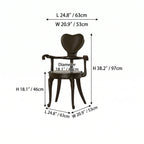 Sculptural Vintage Dining Chair with Heart Back and Hand-Carved Arms
