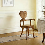 Sculptural Vintage Dining Chair with Heart Back and Hand-Carved Arms