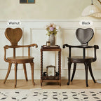 Sculptural Vintage Dining Chair with Heart Back and Hand-Carved Arms