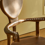 Sculptural Vintage Dining Chair with Heart Back and Hand-Carved Arms