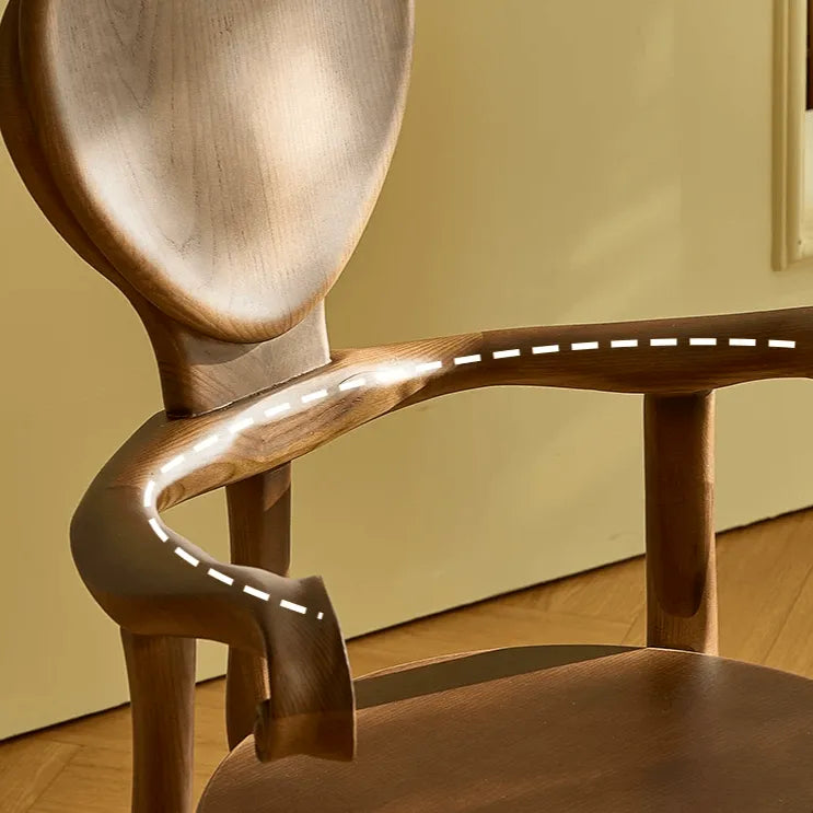 Sculptural Vintage Dining Chair with Heart Back and Hand-Carved Arms