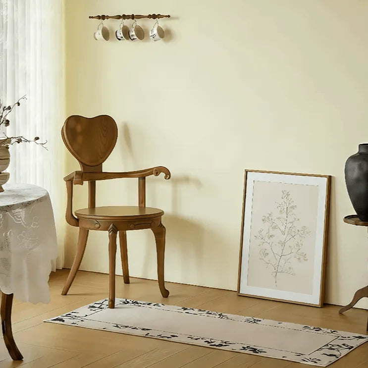 Sculptural Vintage Dining Chair with Heart Back and Hand-Carved Arms